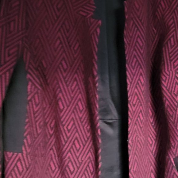 Jones Studio Burgundy and Black Herringbone Long Swing Jacket Size 1X - Picture 3 of 12